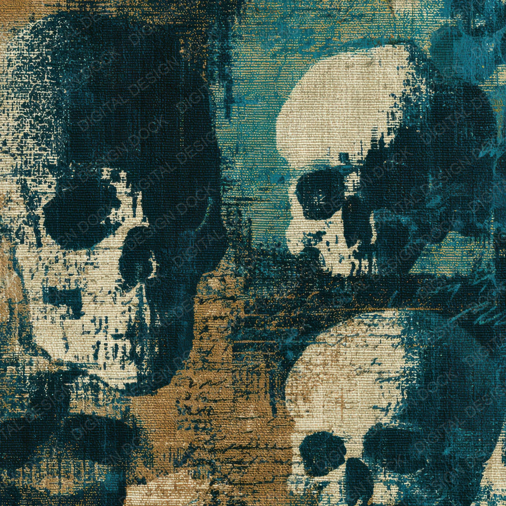 Tapestry Skulls Teal Bone Digital Paper Pack (DDD012901)