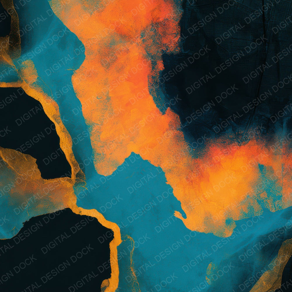 X Ray Tangerine Turquoise Abstract Digital Paper Pack (DDD012904)
