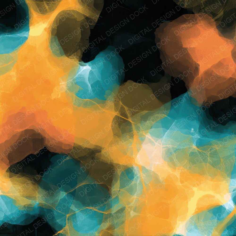 X Ray Tangerine Turquoise Abstract Digital Paper Pack (DDD012904)