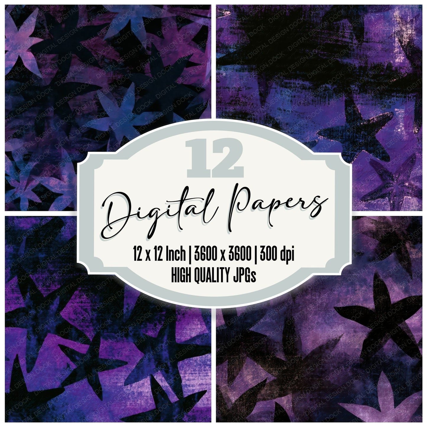 Infrared Haunted Starfish Aubergine Pearl Digital Paper Pack (DDD012912)