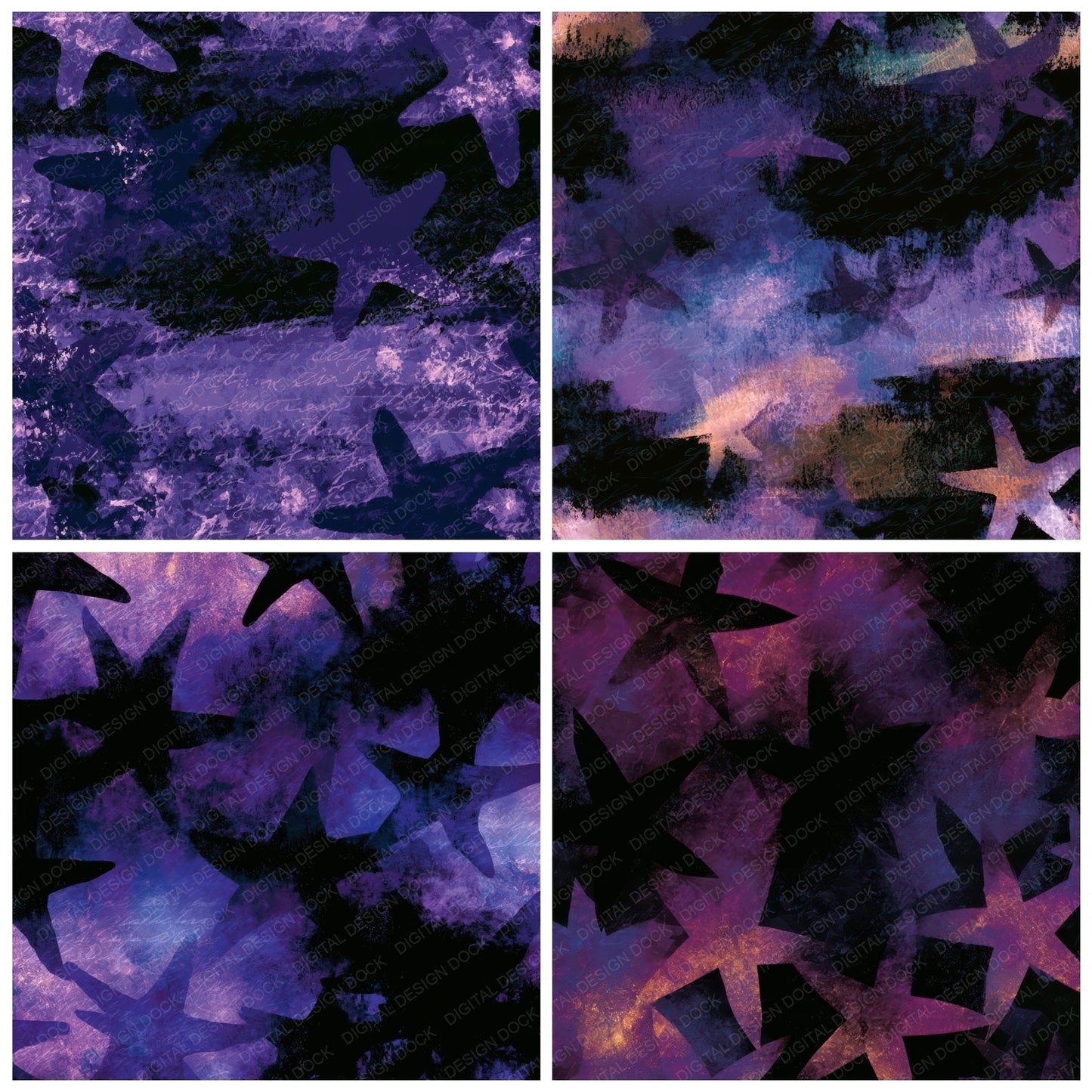 Infrared Haunted Starfish Aubergine Pearl Digital Paper Pack (DDD012912)