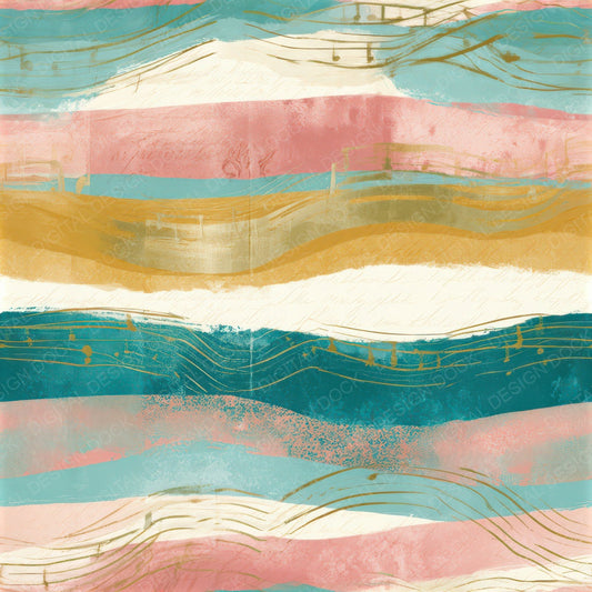 Ink Wash Music Notes Turquoise Pink Seamless Digital Paper Pack (DDD012914)