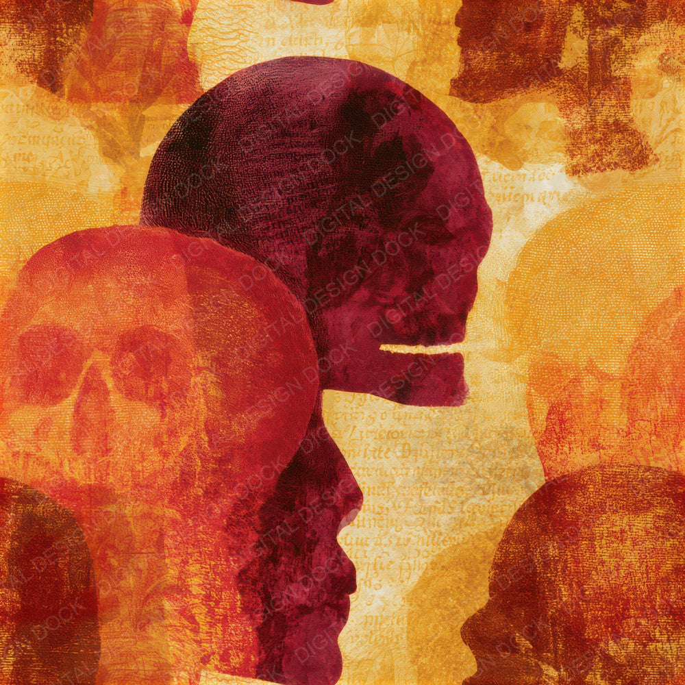Mezzotint Skulls Rust Maroon Seamless Digital Paper Pack (DDD012916)