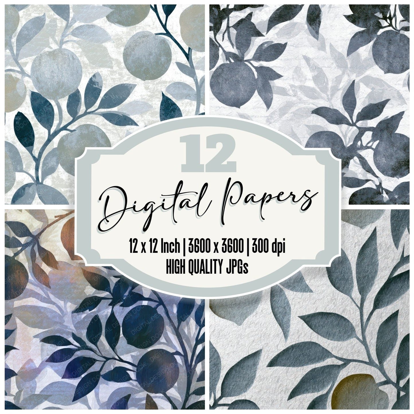 Papercut Haunted Peach Silver Digital Paper Pack (DDD012917)