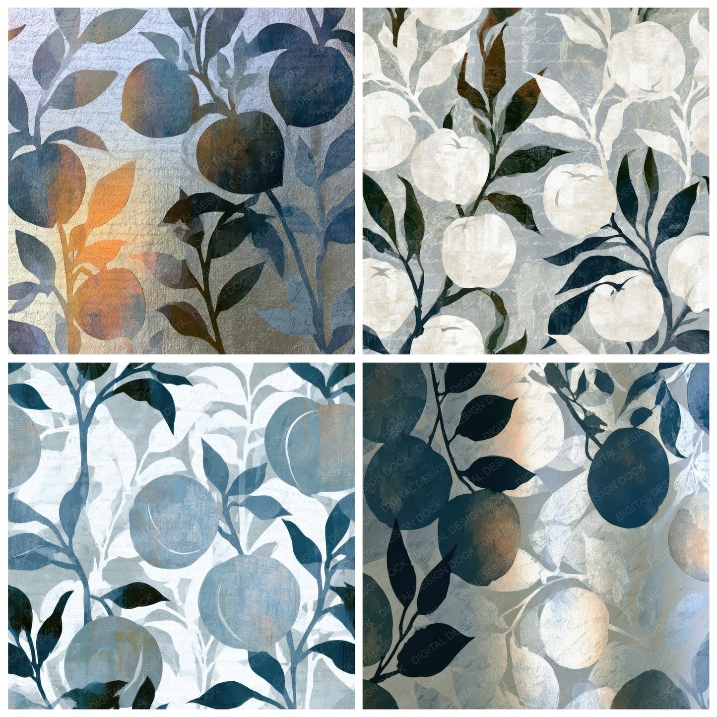 Papercut Haunted Peach Silver Digital Paper Pack (DDD012917)