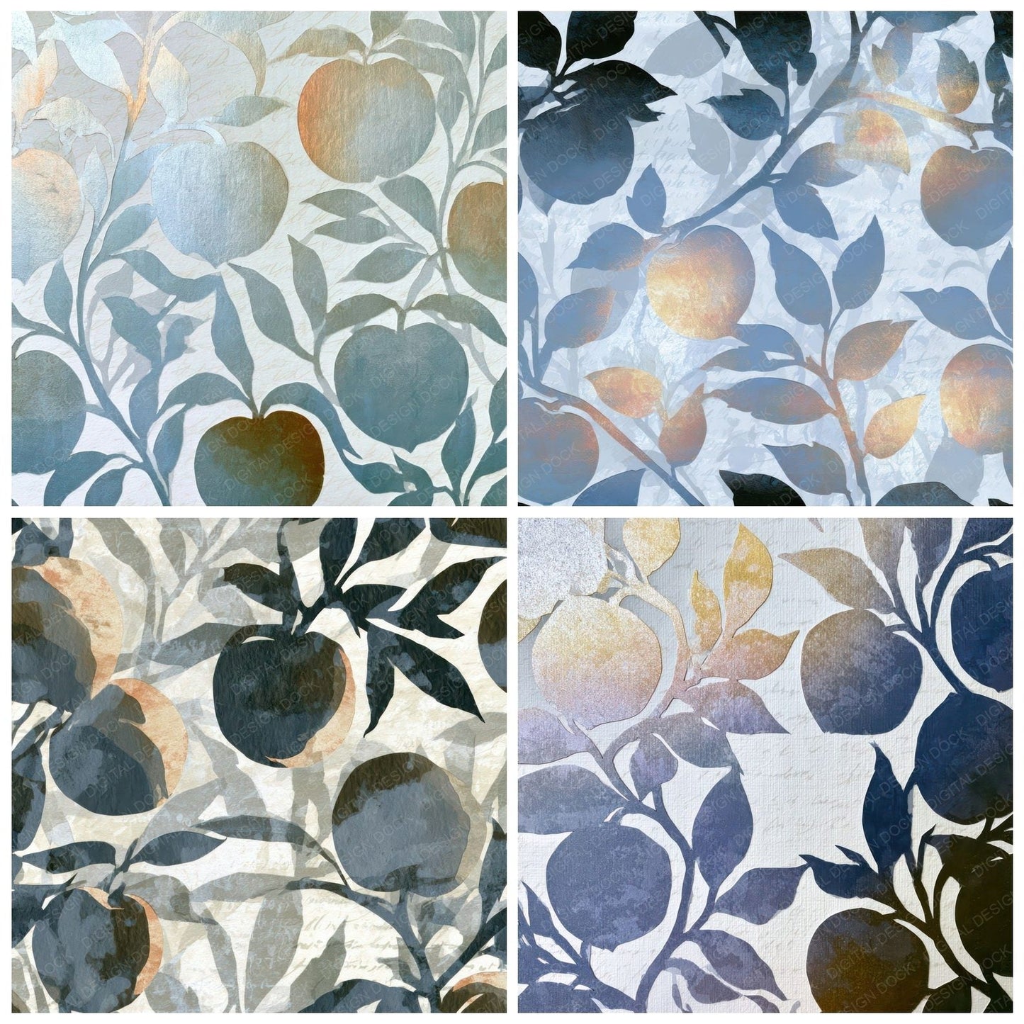 Papercut Haunted Peach Silver Digital Paper Pack (DDD012917)