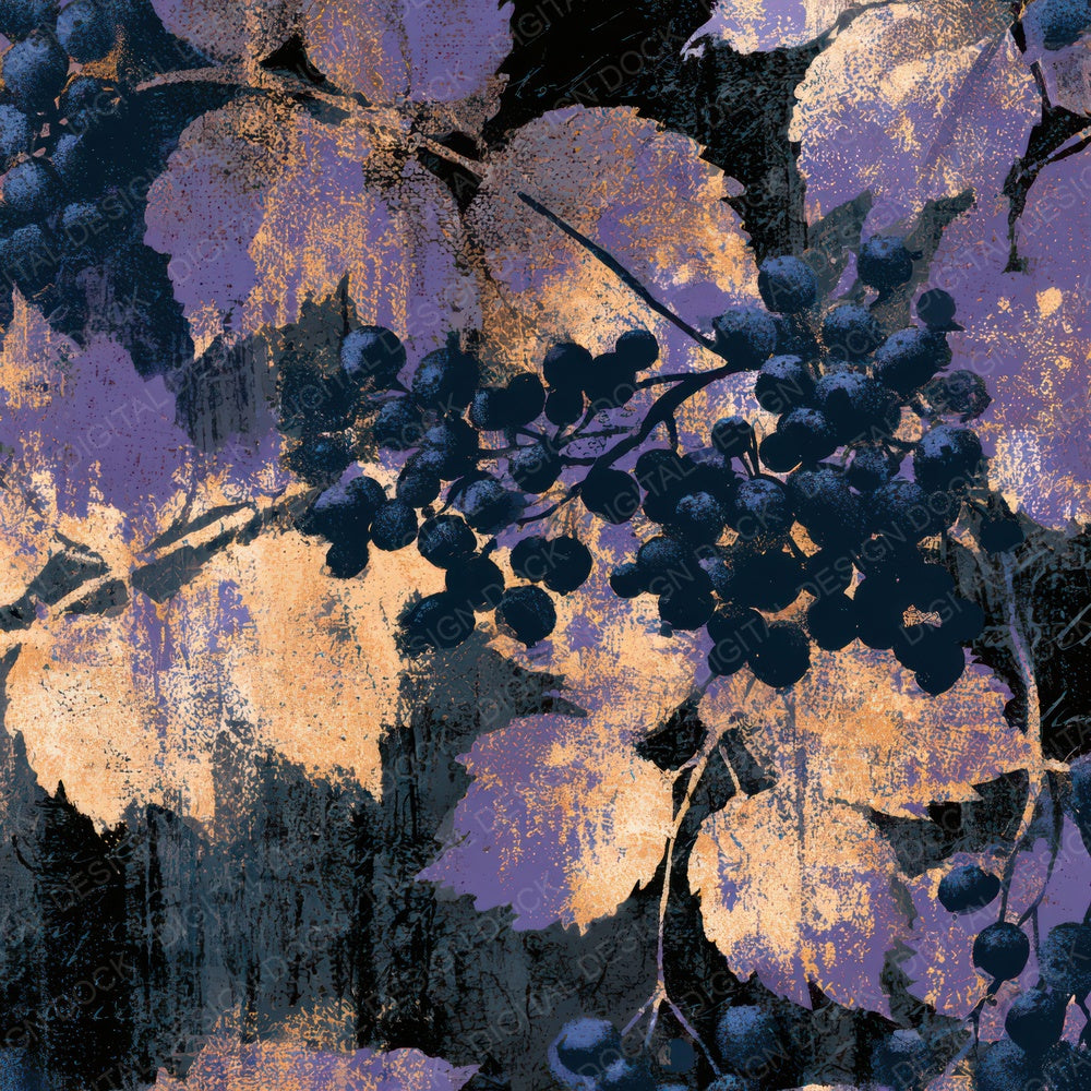 Screenprint Retro Berries Aubergine Pearl Digital Paper Pack (DDD012918)