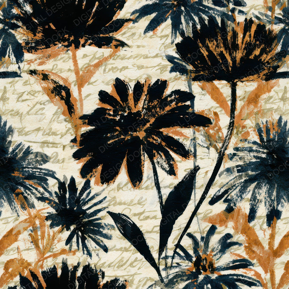 Sumi-e Americana Wildflowers Cream Digital Paper Pack (DDD012919)