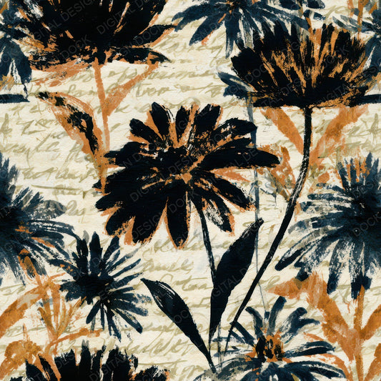 Sumi-e Americana Wildflowers Cream Digital Paper Pack (DDD012919)