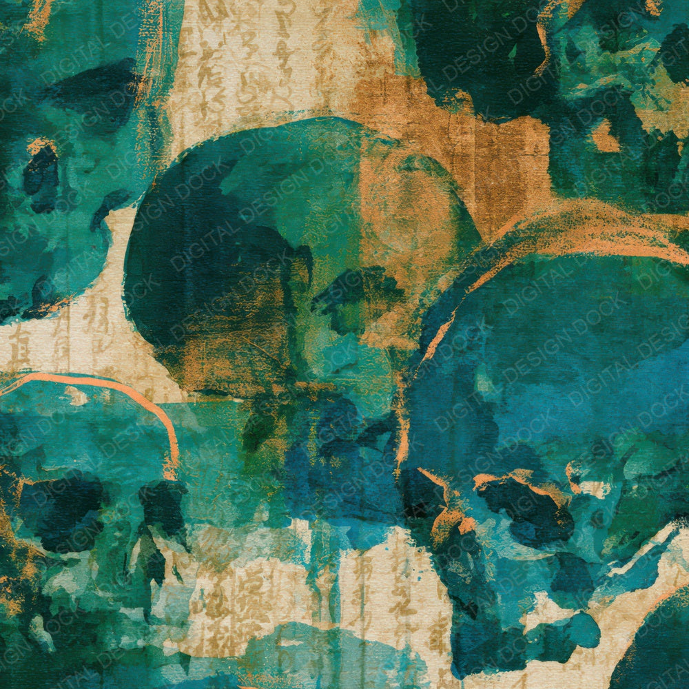 Sumi-e Skulls Emerald Jade Digital Paper Pack (DDD012921)