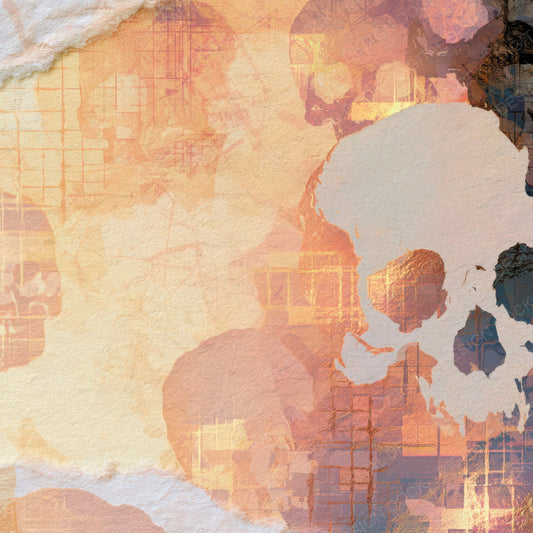 Torn Paper Skulls Holographic Terracotta Digital Paper Pack (DDD012922)