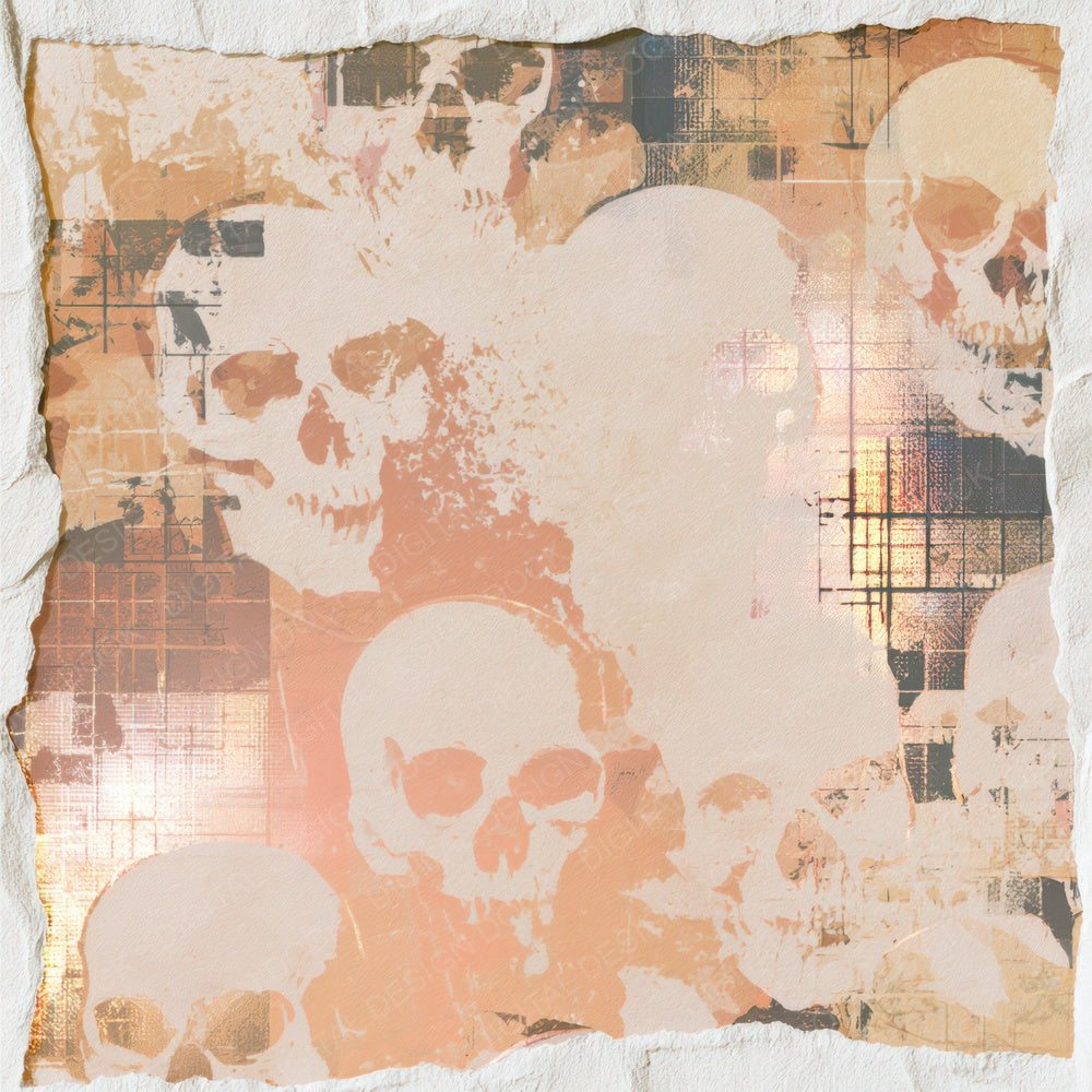 Torn Paper Skulls Holographic Terracotta Digital Paper Pack (DDD012922)