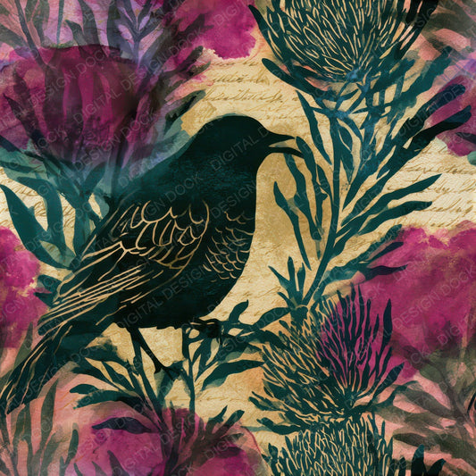 Watercolour Haunted Banksia Magenta Seamless Digital Paper Pack (DDD012923)