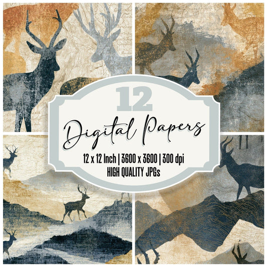 Antique Map Antelope Sand Dove Digital Paper Pack (DDD012925)