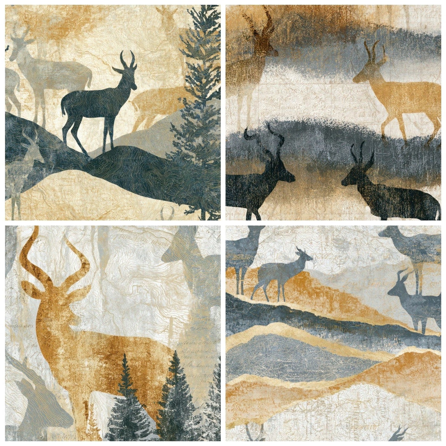 Antique Map Antelope Sand Dove Digital Paper Pack (DDD012925)