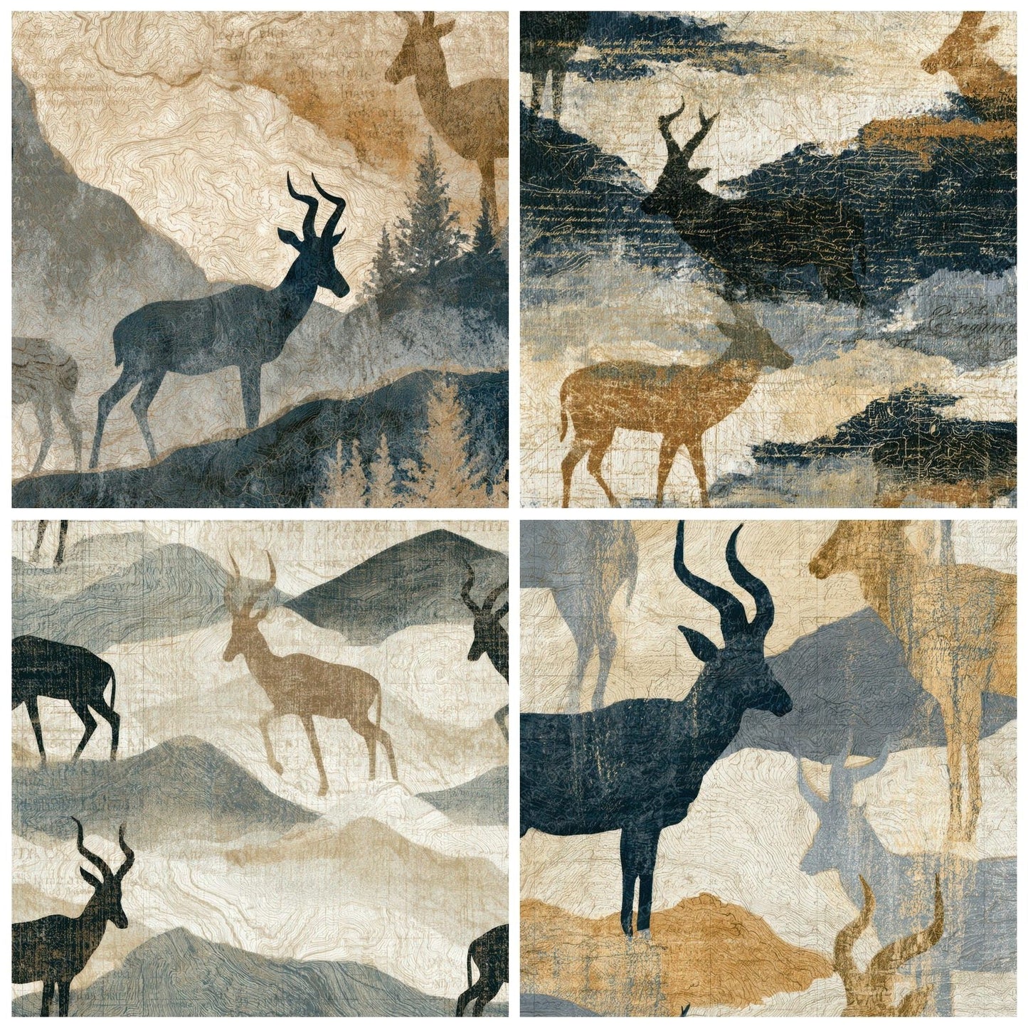 Antique Map Antelope Sand Dove Digital Paper Pack (DDD012925)