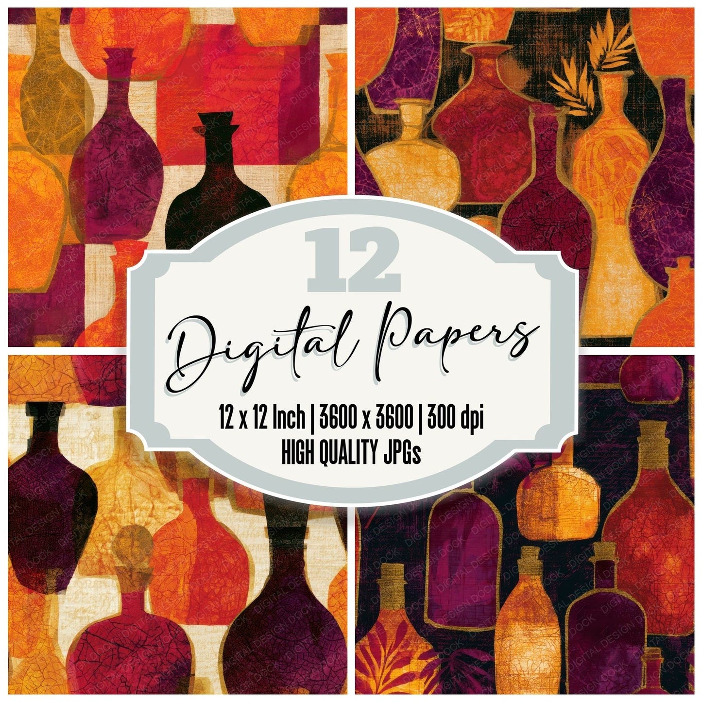 Batik Tropical Potion Pumpkin Seamless Digital Paper Pack (DDD012926)