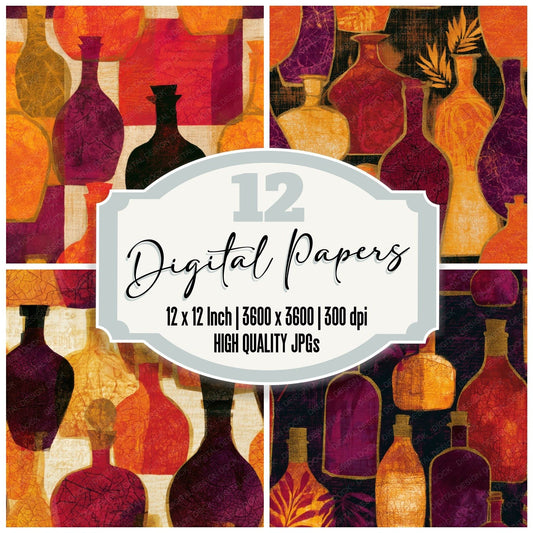 Batik Tropical Potion Pumpkin Seamless Digital Paper Pack (DDD012926)