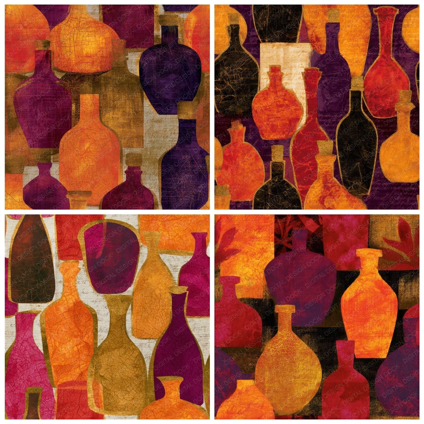 Batik Tropical Potion Pumpkin Seamless Digital Paper Pack (DDD012926)