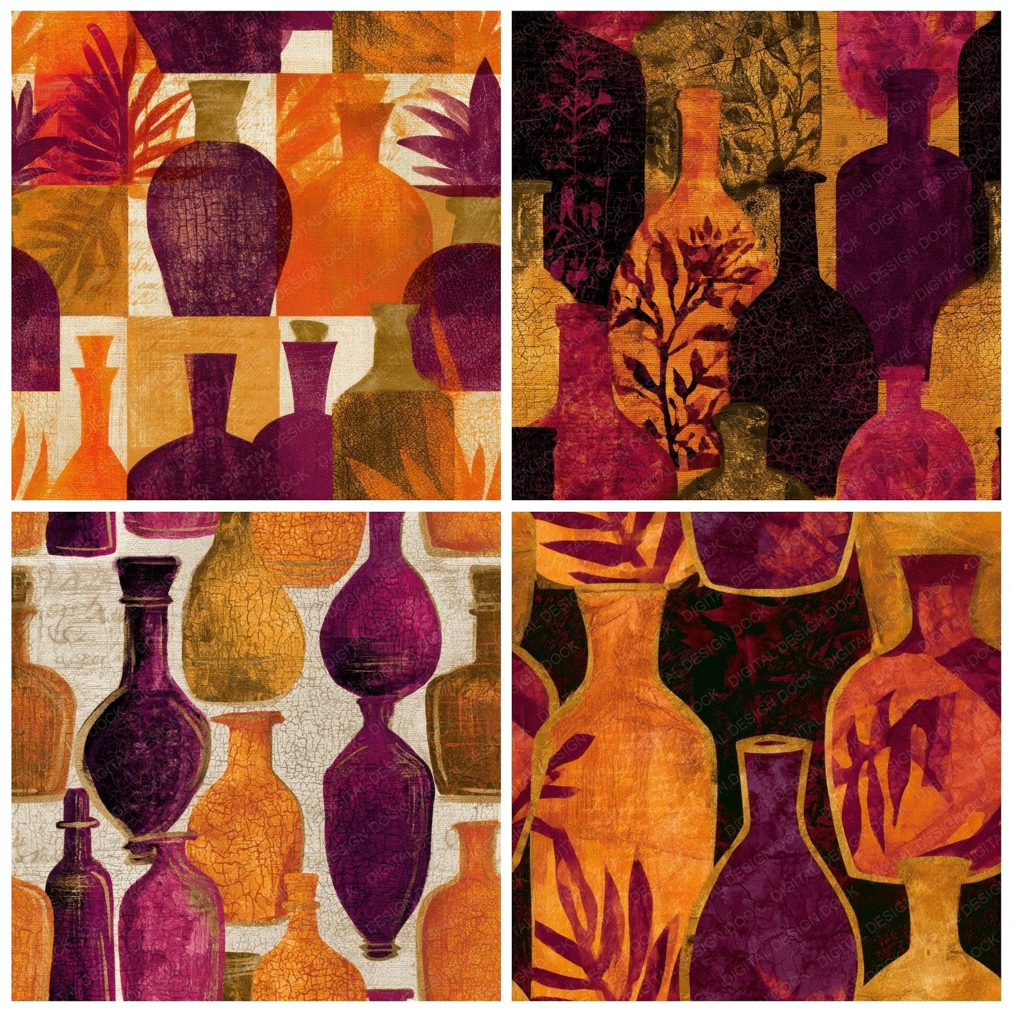 Batik Tropical Potion Pumpkin Seamless Digital Paper Pack (DDD012926)
