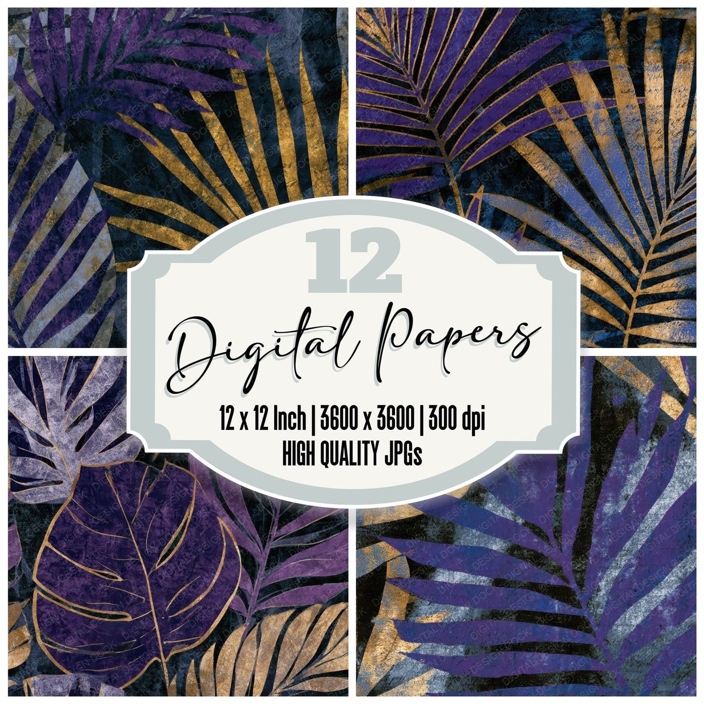Blueprint Tropical Carnival Purple Silver Digital Paper Pack (DDD012927)