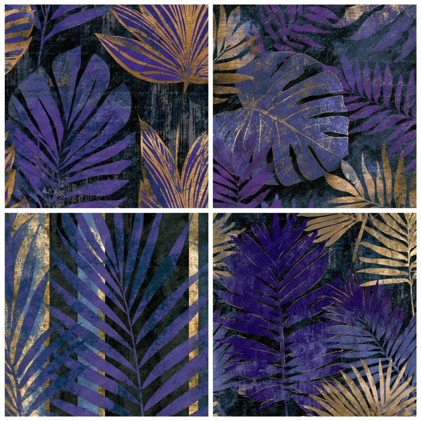 Blueprint Tropical Carnival Purple Silver Digital Paper Pack (DDD012927)