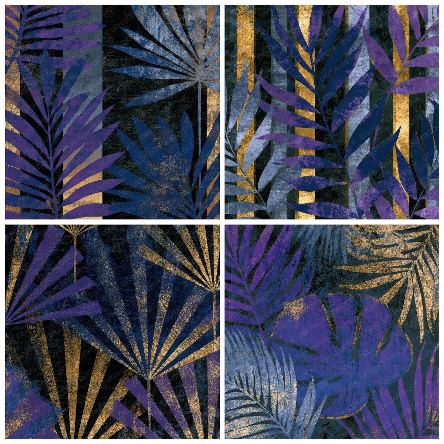 Blueprint Tropical Carnival Purple Silver Digital Paper Pack (DDD012927)