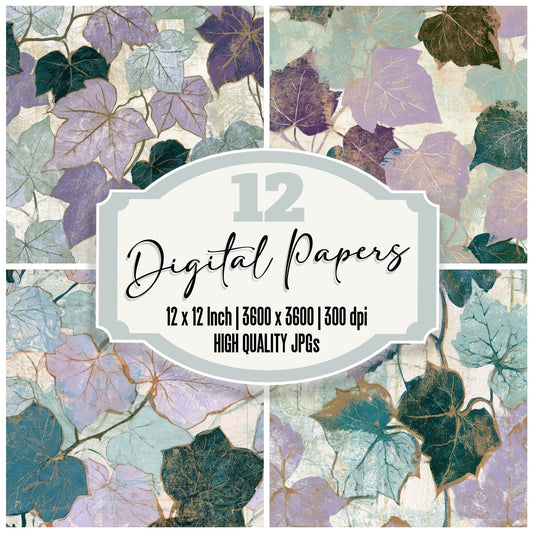 Etching Ivy Lilac Mint Digital Paper Pack (DDD012930)