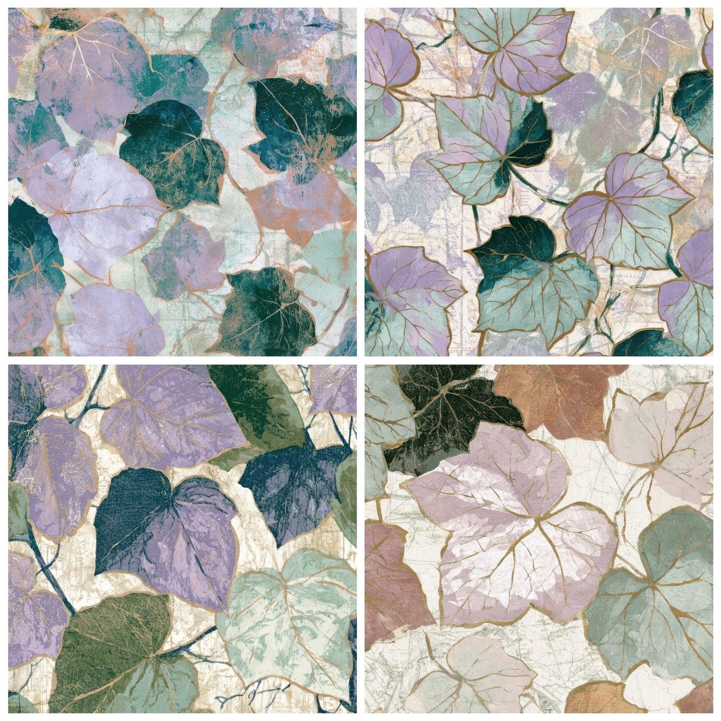 Etching Ivy Lilac Mint Digital Paper Pack (DDD012930)