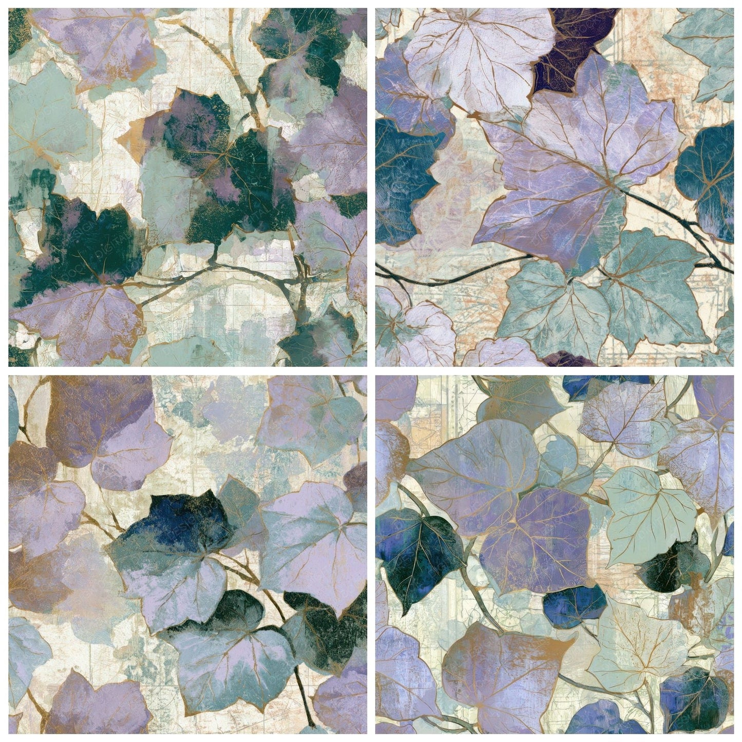 Etching Ivy Lilac Mint Digital Paper Pack (DDD012930)
