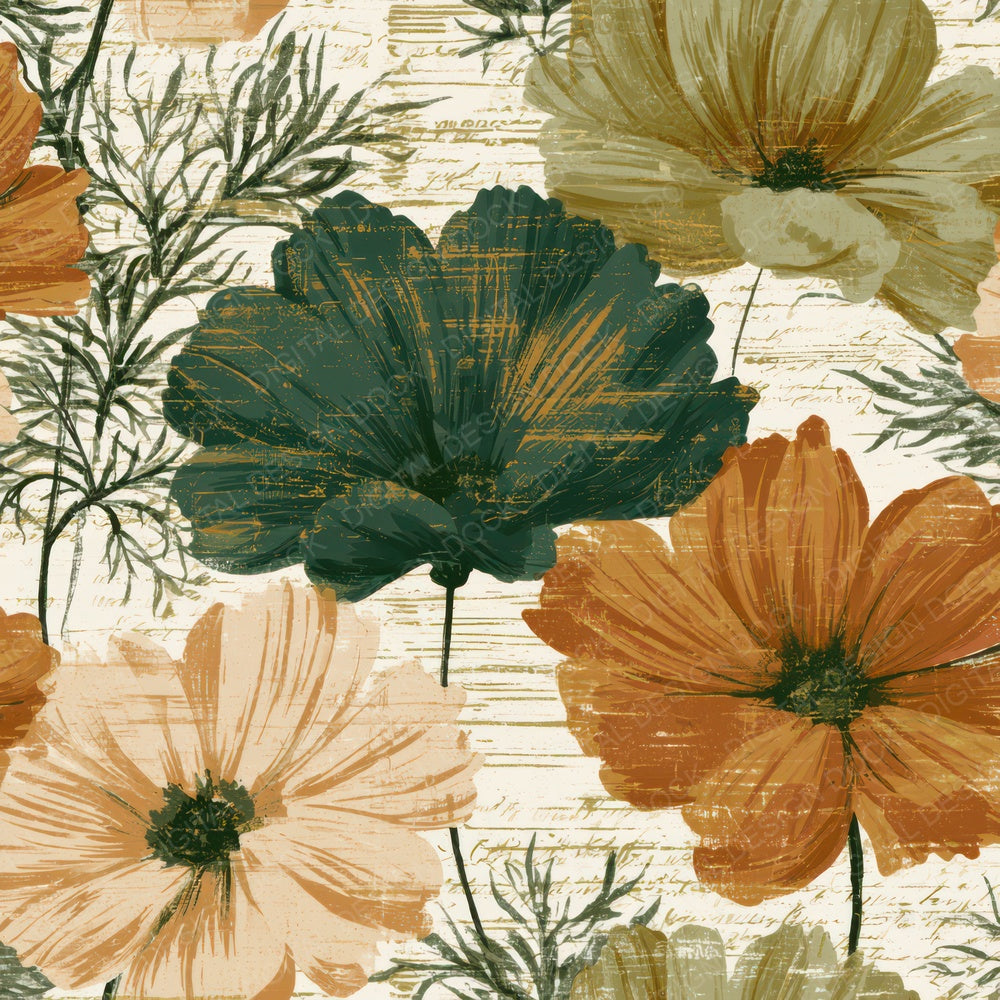 Indian Block Print Victorian Cosmos Cinnamon Digital Paper Pack (DDD012931)
