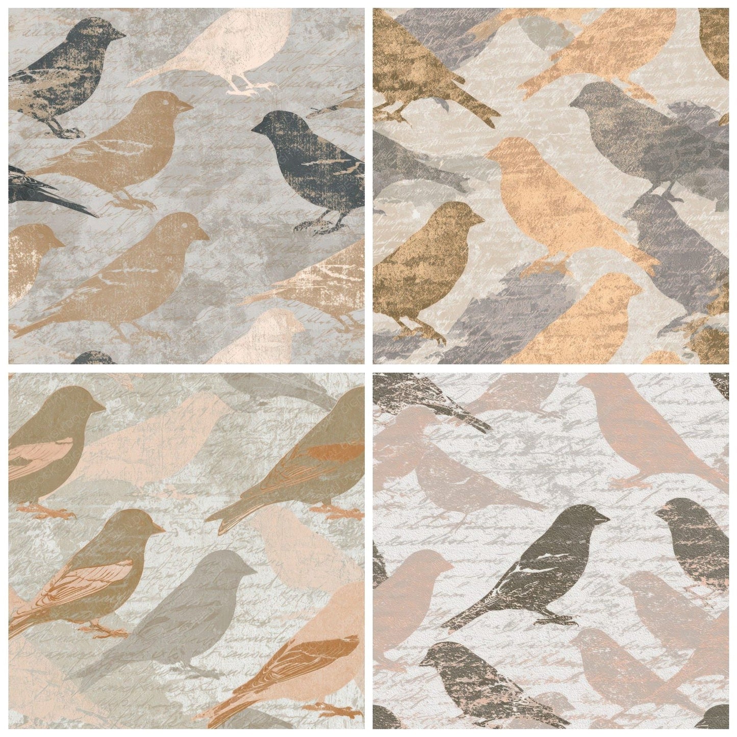 Letterpress Victorian Goldfinch Sand Digital Paper Pack (DDD012934)