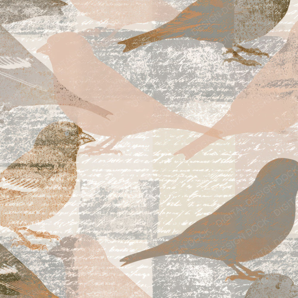 Letterpress Victorian Goldfinch Sand Digital Paper Pack (DDD012934)
