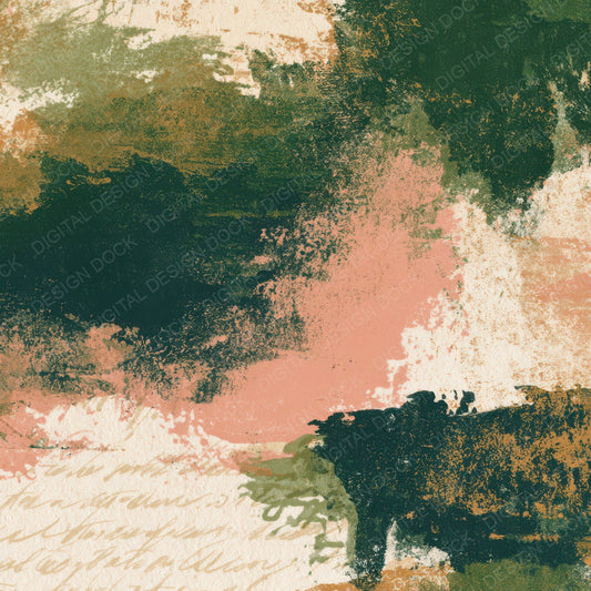 Monoprint Cuba Green Blush Abstract Digital Paper Pack (DDD012935)