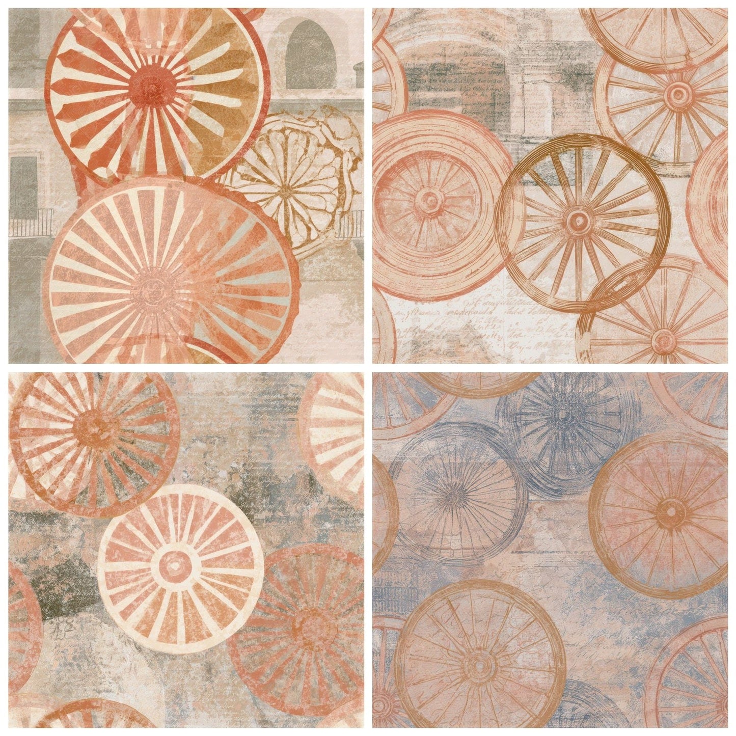 Naturalist Cuba Wagon Wheels Terracotta Seamless Digital Paper Pack (DDD012937)