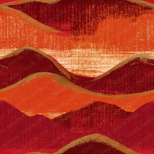 Woodblock Rolling Hills Pumpkin Seamless Digital Paper Pack (DDD012943)