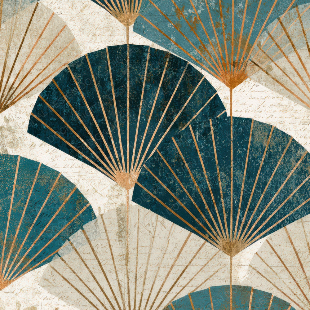 Antique Botanical Art Deco Fans Digital Paper Pack (DDD012945)