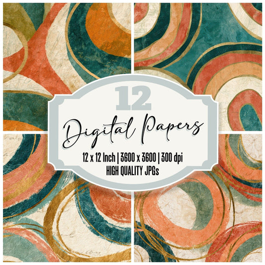 Antique Map Lasso Papaya Jade Digital Paper Pack (DDD012947)