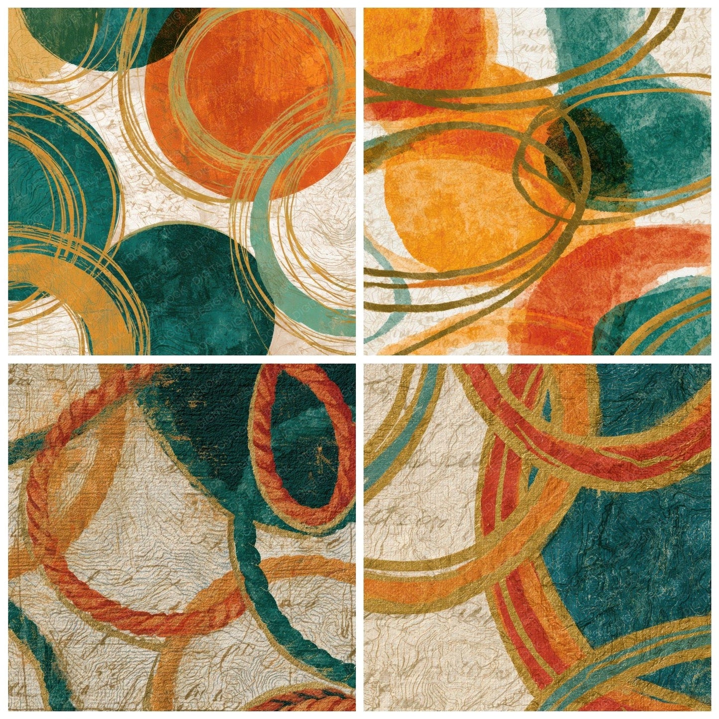Antique Map Lasso Papaya Jade Digital Paper Pack (DDD012947)