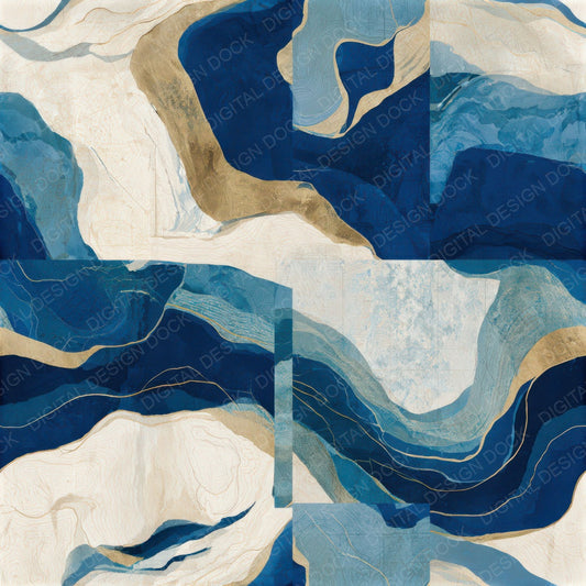 Antique Map Sapphire Bone Seamless Digital Paper Pack (DDD012948)