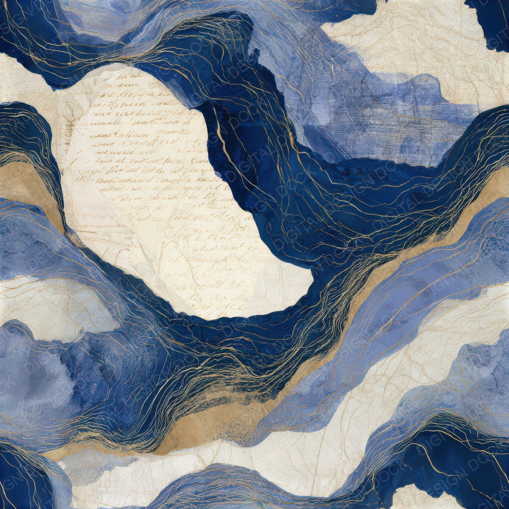 Antique Map Sapphire Bone Seamless Digital Paper Pack (DDD012948)