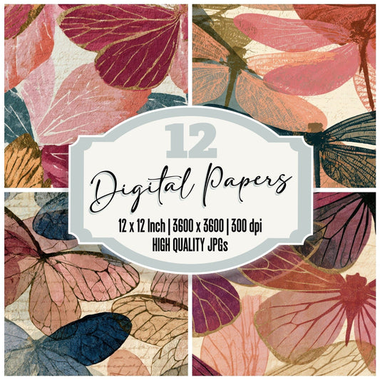 Egg Tempera Mechanical Wings Dusty Pink Digital Paper Pack (DDD012950)
