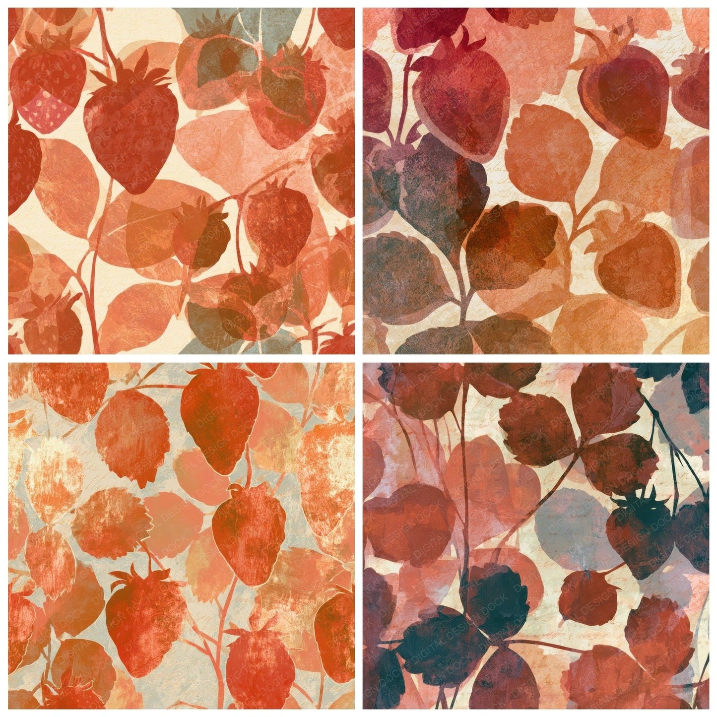 Infrared Strawberries Sienna Clay Digital Paper Pack (DDD012953)