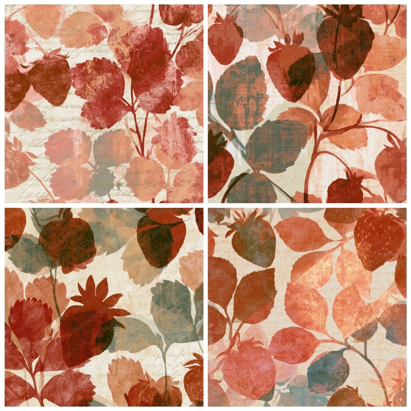 Infrared Strawberries Sienna Clay Digital Paper Pack (DDD012953)