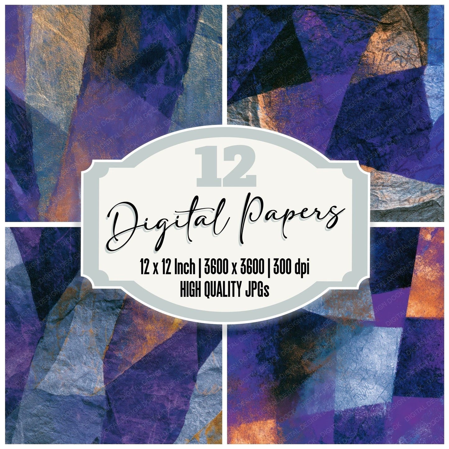 Lithograph Folds Purple Silver Tonal Digital Paper Pack (DDD012955)