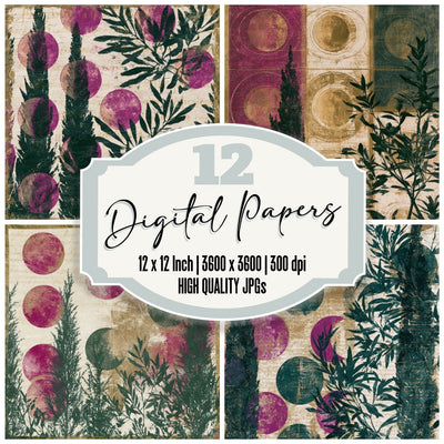 Lithograph Italian Moon Phases Magenta Digital Paper Pack (DDD012956)
