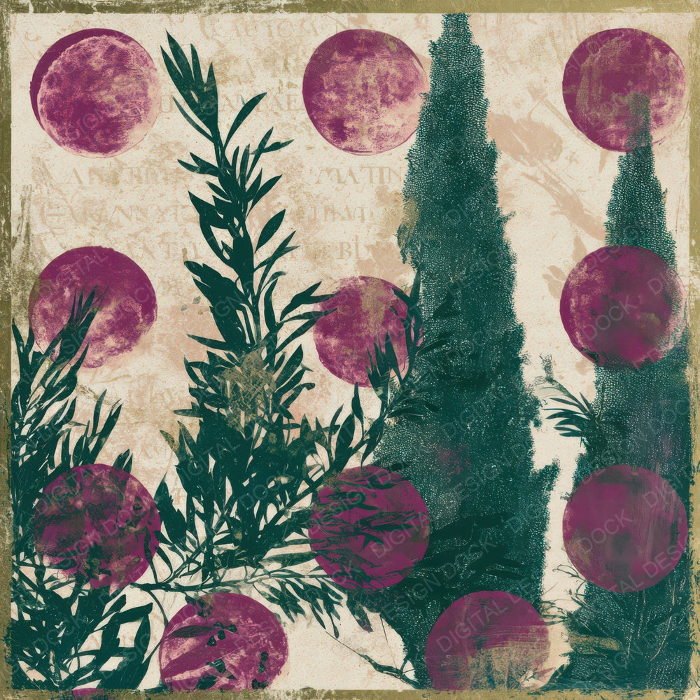Lithograph Italian Moon Phases Magenta Digital Paper Pack (DDD012956)