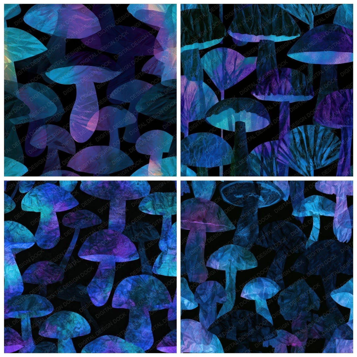 Papercut Porcini Folds Cyan Violet Digital Paper Pack (DDD012958)