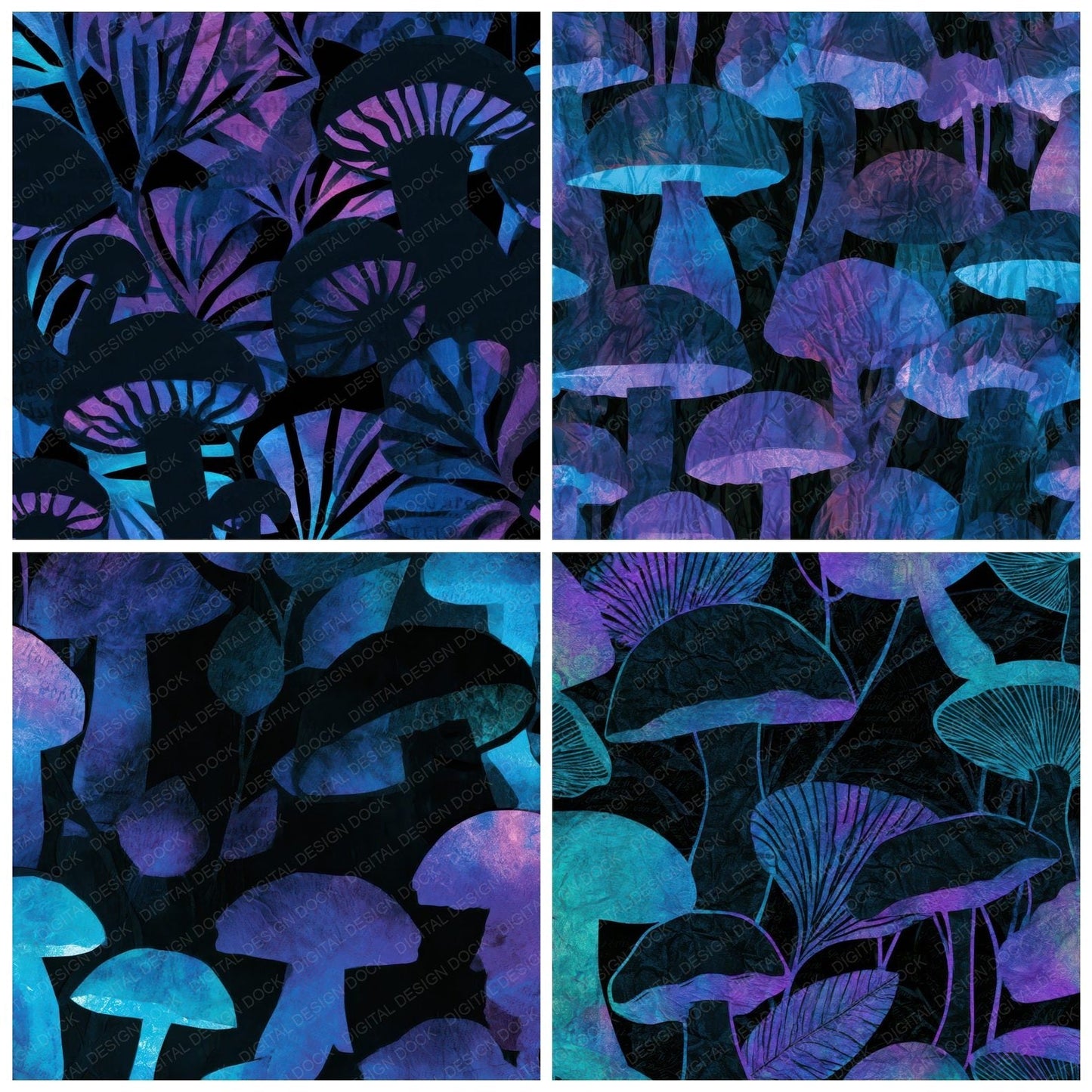 Papercut Porcini Folds Cyan Violet Digital Paper Pack (DDD012958)