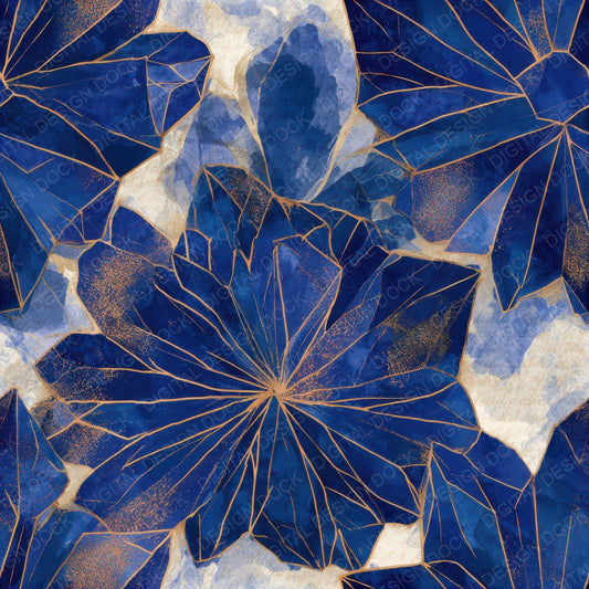 Watercolour Crystal Indigo Ivory Seamless Digital Paper Pack (DDD012963)